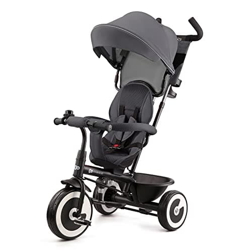 Kinderkraft ASTON Tricycle Bébé Évolutif, Draisienne Évolutif, Trike Bebe, Velo Poussette Bebe Évolutif, Velo Enfant 5 ans, De 9 Mois, Compact, Accessoires Pratiques, Capote pliante, Gris