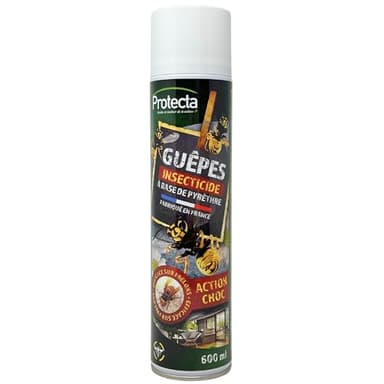 Protecta® Aérosol Insecticide Guêpes & Frelons 600 ml – Action Choc – Portée Longue Distance – Formule à base de Pyrèthre – Efficacité Jusqu’à 10 Jours