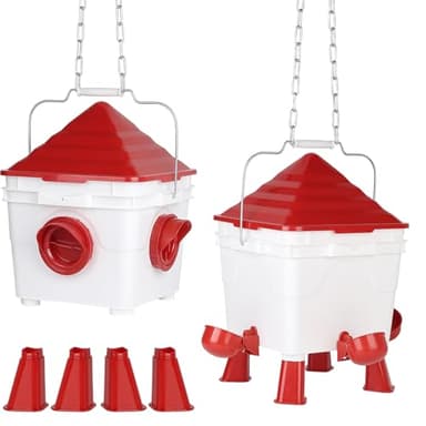 EFUTURETIME Mangeoire Poule Automatique Capacité de 8KG et Abreuvoir Poules 7L avec Chaînes en Acier pour Volaille
