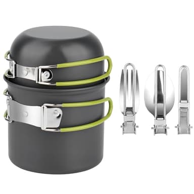 Kit de Casseroles Camping, Ustensiles de Cuisine de Camping en Aluminium Durable, Camping Randonnée Pédestre Pot Pan Cookware, Extérieur Casseroles de Cuisine pour Camping, Randonnée, Voyage