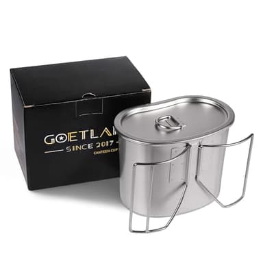 Goetland Gourde Militaire Américain 304 Inox Armée Américaine Tasse Quart Militaire 800 ml avec Couvercle Camping Quart Accessoires