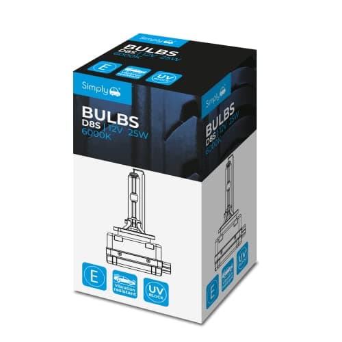 Simply D8S Ampoule xénon à décharge de gaz 12 V 25 W pour phares de véhicule – Base PK32d-1 – Compatible avec Citroën DS3, Ford Mustang, Kia Forte, Tesla Model S, blanc