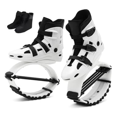 CYHTYM Jump Shoes Chaussures à Ressorts rebondissantes 4T Noires et Blanches, Moon Boots de Fitness pour Adultes, Doublure Amovible(Large)