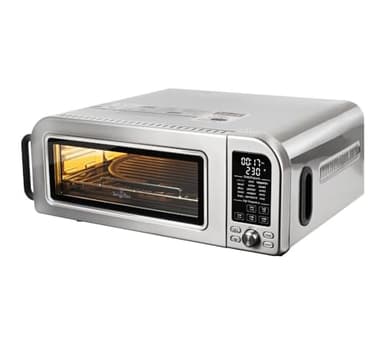 Four à pizza électrique 2000 W 18 l - Mini four à convection - 400 °C - Affichage numérique et plaque en pierre - Collection Matte Black