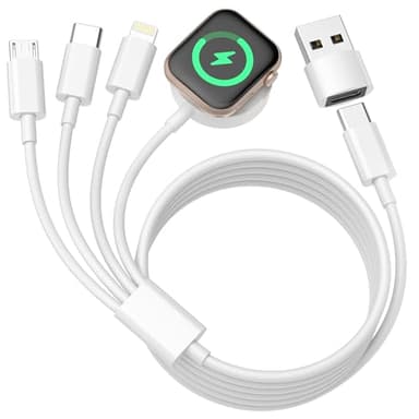 4 en 2 Chargeur pour Apple Watch, Cable Apple Watch Chargeur Montre Magnitique USB C Chargeur iWatch Chargeur Apple Watch et iPhone pour Apple Watch Serie 9/8/7/6/5/4/3/2/Ultra, iPhone 16/15/14/13/12