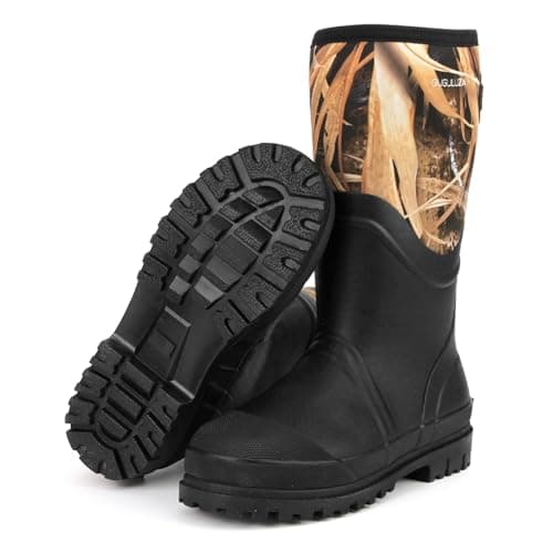 GUGULUZA Bottes en caoutchouc isolées en néoprène pour homme, chasse, pêche, cour, bottes chaudes et imperméables, Camouflage, 43 EU