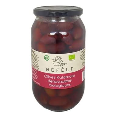 NEFÉLI - Olives noires Kalamata dénoyautées 970g - Vendu par unité