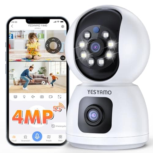 YESYAMO 2.5K 4MP Caméra Surveillance WiFi Intérieure 360°, Caméra Bébé/Animaux avec WiFi 2.4G/5G, Vision Nocturne Intelligente, Détection de Personne et Suivi Auto, Audio Bidirectionnel