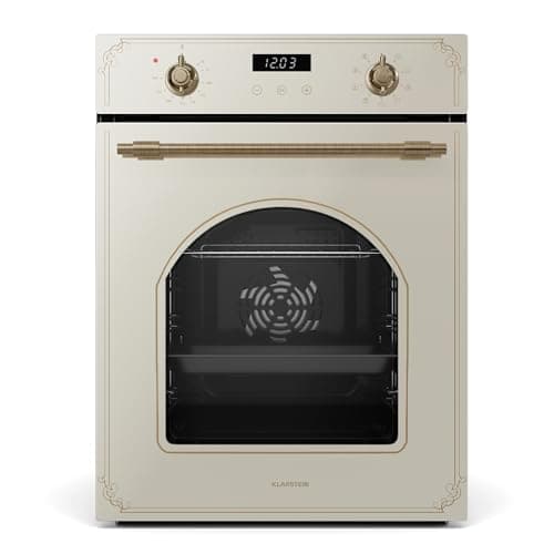 Klarstein Elizabeth Slim Four Encastrable 45 cm - 49 L, 9 Fonctions, Chaleur Tournante, Nettoyage Vapeur, Minuterie Numérique, Porte Amovible, Classe Énergétique A, Verre Trempé Noir