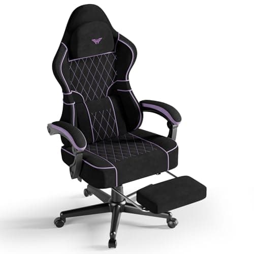 Huracan Gaming Chair Massage avec Massage, Fauteuil Gamer avec Repose-Pieds, appuie-tête, Dossier réglable de 90 à 160°, Ergonomique Gamer Chair pour Gamers, Home Office, Adolescents (Violet)