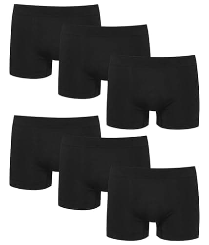 Channo Lot de 6 Boxers en Nylon sans Coutures Invisibles tir Moyen Doux et Confortable pour Homme, Noir, S