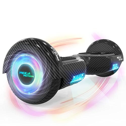 MEGA MOTION Hoverboard, Hoverboards à deux roues de 6,5 pouces avec Haut-parleur Bluetooth, avec Lumières LED colorées, Cadeau pour Enfants et Adolescents (Noir de carbone)