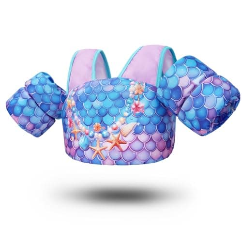 Zeraty Gilet de Natation pour Enfants Brassard de Natation pour Enfants,Veste de flottaison pour Filles et garçons avec Harnais d'épaule et Ailes de Bras pour 30-60 lbs/2-8 Ans