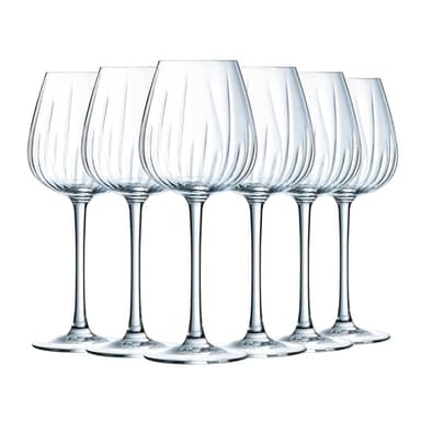 Cristal d'Arques Paris - Collection Swirly - 6 Verres à pied 47cl - Fabriquées en France - Emballage renforcé