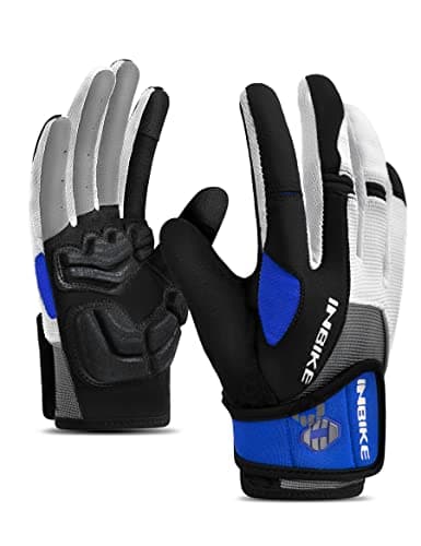 INBIKE Gants VTT Homme Femme Respirant et Extensible Gants Velo à Écran Tactile avec 5mm Paume Cousin de Protection pour Cyclisme, Escalade,Randonné, Alpinisme, Chasse Bleu,M (QG066)