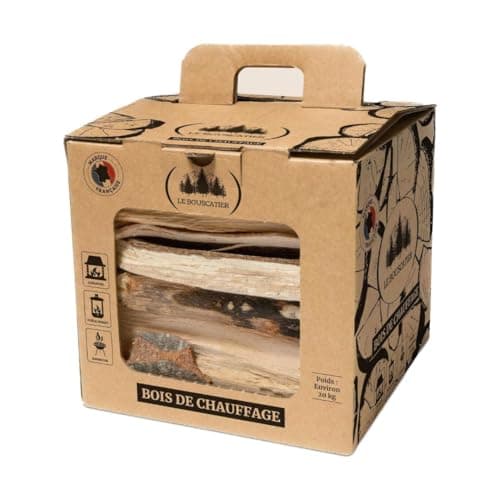 Le Bouscatier Bois de Chauffage pour cheminée poêle Four Pizza cuisinières Barbecue Charbon et brasero. 20L Bois séché hêtre chêne Boite Allumette Offerte