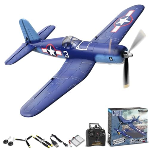 VOLANTEXRC Avion Télécommandé 4 canaux F4U Corsair Jouets de Chasse télécommandés, 2.4GHz Planeur RTF, RC Avion avec 2 Batteries, Facile à Piloter pour Les Enfants et Les débutants