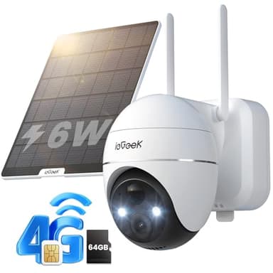 ieGeek Caméra 4G Exterieur Solaire - 4G TLE 2K Camera Exterieur sans Fil Camera Carte SIM et Carte Mémoire 64GB, 355° PTZ Caméra Solaire PIR Détection, Vision Nocturne Couleur ZY G1