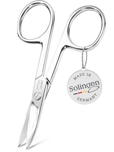 TITANIA Ciseaux à Ongles Solingen (9,5 cm) • Courbés et Extra Tranchants • Pour une manucure professionnelle • Acier au Carbone • Fabriqués en Allemagne