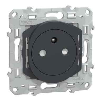 Schneider Electric - Ovalis - prise de courant 2P, T 16A affleurante, bornes auto, Anthracite - S340052