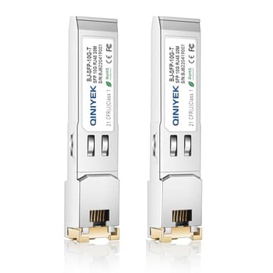 QINIYEK Lot de 2 émetteurs-récepteurs 10G-T SFP+ vers RJ45, module optique SFP Ethernet cuivre compatible avec Cisco, Meraki, Ubiquiti, TP Link, Supermicro, Netgear, Broadcom et plus encore, jusqu'à