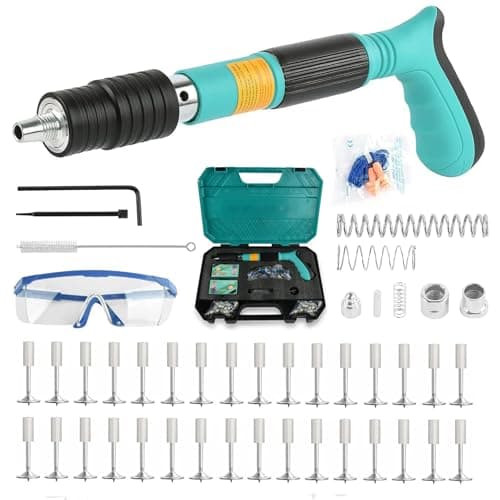 Cloueuse Rivet Gun avec 200 clous ronds, pistolet à ongles, pistolet à ongles portable, silencieux réglable, pistolet à ongles, pistolet à ongles, pistolet à ongles, pistolet à ongles en acier