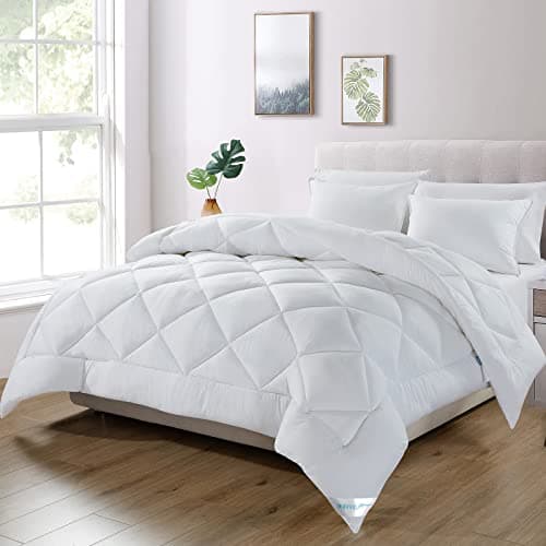 WAVVE Couette Tempérée 300GSM en Microfibre, Édredon Lit 2 Personnes 240x260 cm, Toutes 4 Saisons et Hiver pour Lit 160x200/180x200/200x200, Grand Chaud Épais Garnissage 300g/m², 260x240 Blanc