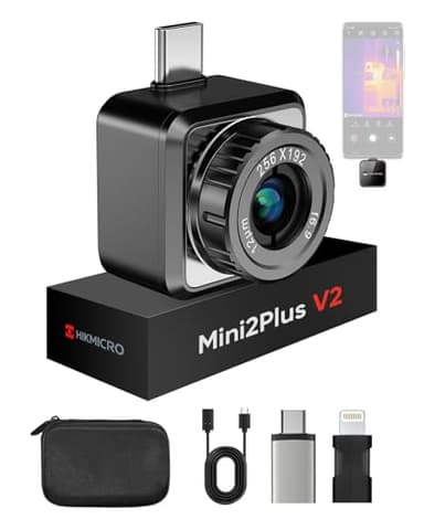 HIKMICRO Mini2Plus V2 Caméra thermique - iOS/Android, résolution IR 256x192, SuperIR, objectif réglable, USB-C/Lightning(compatible avec iPhone 15)