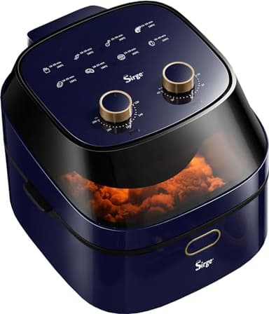 Sirge E-FRY Série XXL 7 Litres, Friteuse à air sain, compacte, sans huile et avec cuisson rapide 1500W, cuisson uniforme et croustillante