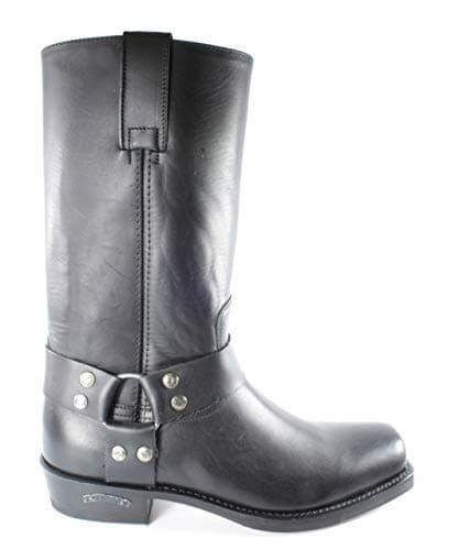 Sendra Boots 1918 Pete Noir Femmes Hommes Biker Santiag Basic Western Cowboy Botte Bout Carré Talon Légèrement Incliné Éperon Fixe Fait Main Cuir Véritable Taille 43