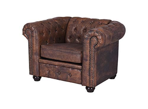 Fauteuil Chesterfield fha008 Palazzo - En cuir écologique - Rembourré - Marron