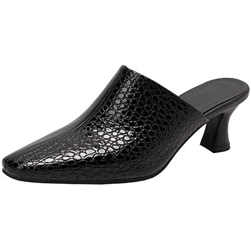 Mo Joc Sabots confortables pour femme avec talons mi-hauts et bout fermé - Sandales d'extérieur à enfiler, Noir , 39 EU