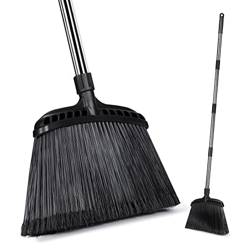 Myiosus Balai Jardin Exterieur, Balai Exterieur Terrasse avec 140cm Réglable Longue Manche, Grand Balai Brosse Extérieur pour Nettoyage des Sol, Garage, Cour Extérieure, Jardins, Patio - Noir