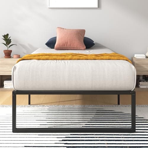 ZINUS Lorelai 36 cm Sommier plateforme métallique | Support de lattes en acier | Pour adultes, enfants, adolescents | Espace rangement sous le lit | Assemblage facile | 90 x 190 cm | Noir