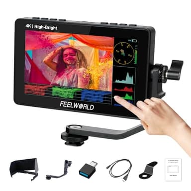 FEELWORLD F5PROX Caméra de Champ Moniteur 5,5" 1600Nit Écran Tactile 3D LUT 1920 x 1080 IPS 4K HDMI DSLR Moniteur F970 Kit de Montage Externe …