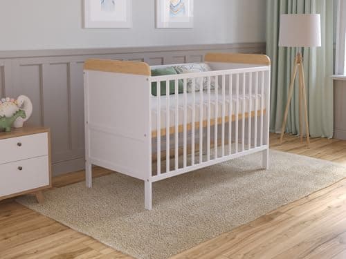 Love For Sleep Lit Bebe Evolutif avec Matelas - Lit Bebe 120x60 cm Bois avec Matelas - Lit Bébé Lit Bois Blanc-Pin, Lit Bébé Set Complet Lit Evolutif Bebe