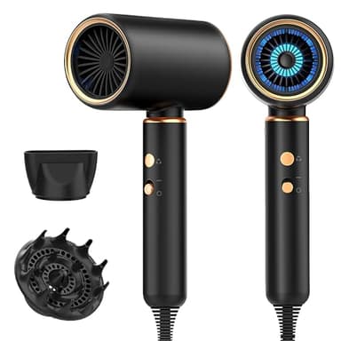 JANOLTY Sèche Cheveux Ionique Professionnel avec Diffuseur-Buse Concentratrice | Moteur Turbo Ultra-Silencieux de AC 2400W |4 Modes de Séchage|Chauffage Rapide-Température,Avec un Cycle Chaud et Froid