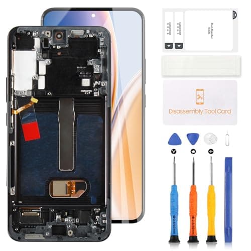 LADYSON OLED Écran LCD pour Samsung Galaxy S22 Plus 5G S906 LCD Display pour Samsung S22+ 5G S906B SM-S906B SM-S906U LCD Digitizer Assembly Touch Screen Rechange Kit + Outil avec cadre (Noir)
