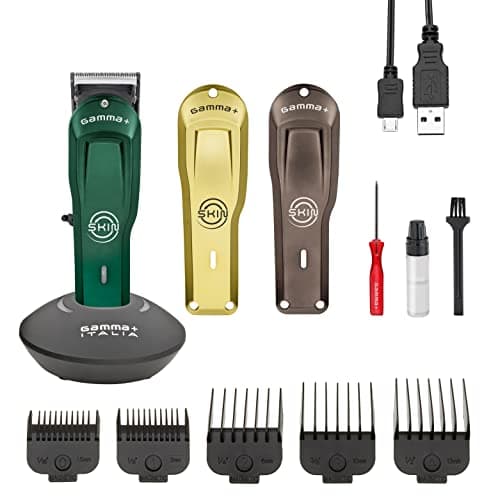 GAMMAPIU' SKIN Tondeuse Cheveux Hommes Professionnel, Bulk Balding Clipper, Super Trimmer, Moteur Rotatif, 2 Heures d'autonomie sans fil, Lame 45mm Réglable 0 Gap, 5 Peignes, 3 Coques, Kit Nettoyage