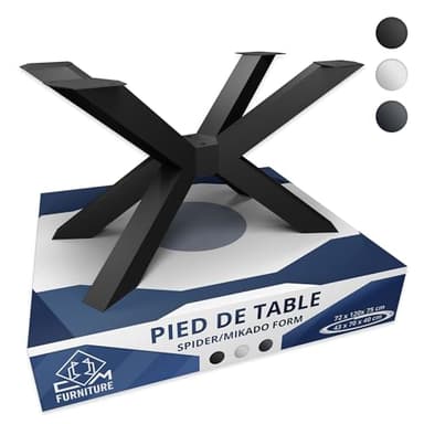 CM Furniture Pied de Table Basse Metal Noir Unique Design Mikado Spider Ariagnee Forme Pietement en Double Croix Table Basse Industrielle en Fer - 43 cm Hauteur Basse Table Basse Salon Le Café
