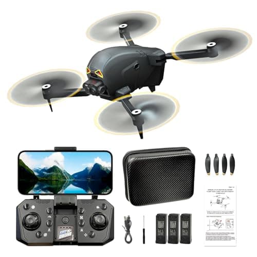 HYTOBP S177 Drone Avec Caméra 4K pour adults et débutants,drone fpv 5G Transmission WiFi, Moteur sans balais, Évitement d'obstacles à 360°, drones radiocommandés avec 2 Caméras, 3 Batteries