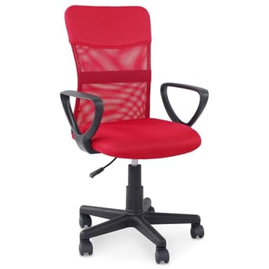 IDIMEX Jogo Chaise de bureau pivotante ergonomique avec accoudoirs et revêtement en tissu maille respirante Rouge Hauteur réglable Pour bureau et bureau à domicile