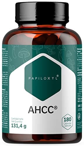 AHCC par Papiloxyl - 180 Gélules, 500 mg par Capsule, Culture Liquide Brevetée de Lentinula Edodes (Shiitake), Fabriqué au Japon par Amino Up, Sans Gluten