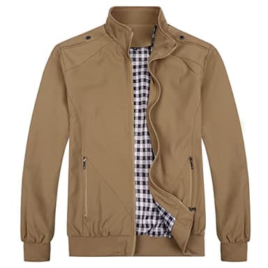 Allthemen Blouson Homme Léger Veste Militaire Chaud Jacket Casual Hiver Printemps Automne Aviateur Col Montant Kaki 3XL