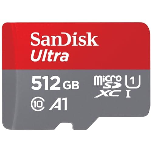 SanDisk Ultra microSDXC + adaptateur SD 512 Go (Pour Android Smartphone et Tablette, Video Full HDD, jusqu'à 150 Mo/s, UHS-I, La performance A1, V10,Class 10, U1)