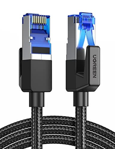UGREEN Cat 8 Câble Ethernet Réseau RJ45 Super Débit 40Gbps 2000MHz Nylon Tressé Double Blindage Compatible avec Routeur Switch Modem Décodeur TV Box Internet PS5 PS4 Xbox Console de Jeux PC (5M)