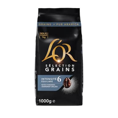 L'OR, 1kg Café en Grains Sélection, 100% Arabica, Intensité 6