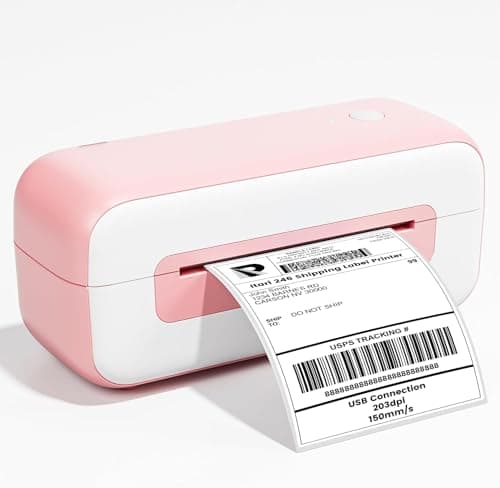 Itari Imprimante d'étiquettes d'expédition, imprimante Thermique pour l'expédition de Colis, imprimante d'étiquettes d'expédition pour Amazon Ebay shopify DHL, Rose