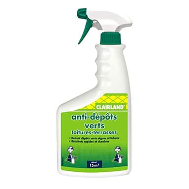 CLAIRLAND Pulvérisateur Anti-DépÃŽts Verts Toitures et Terrasses, Dallages, Prêt à l'emploi, 750 ml, CLAIRMOUS750, Vert