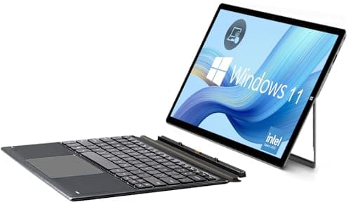 SZTPS Tablette Windows avec Clavier, Tablette Windows 11 Intel J4125,Ordinateur Portable 2 en1,écran Tactile HD avec Clavier Amovible 6 + 128 Go,Double WiFi 2,4 G et 5 G,Grande Batterie 5000 mAh
